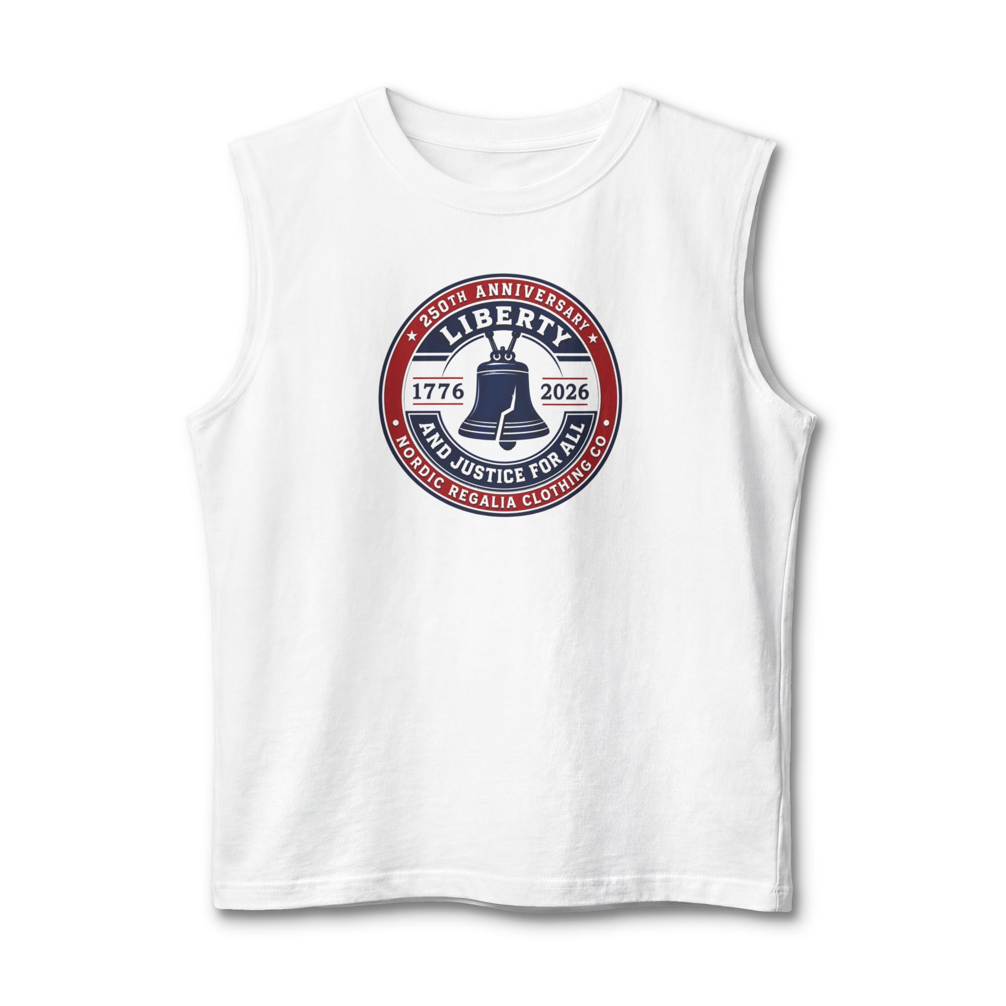 Liberty 250th Anniversary Muscle Tank — 'Liberty & Justice for All' Patriotic Tank Top