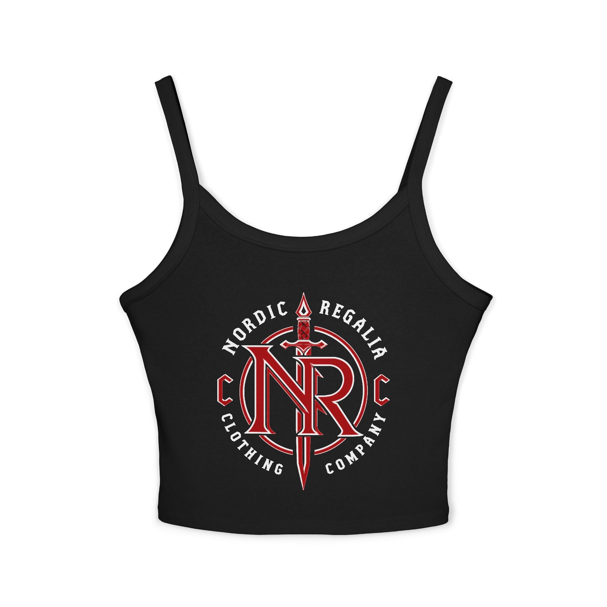 Nordic Regalia Crop Tank Top — Red Sword Emblem